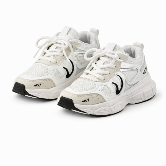 New Toddler Chunky Sneakers Size 9 EU 28 White Beige Unisex Kids - Picture 4 of 4